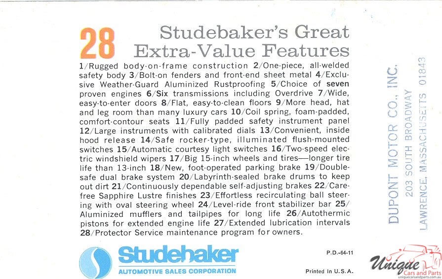 1964 Studebaker Booklet Page 4
